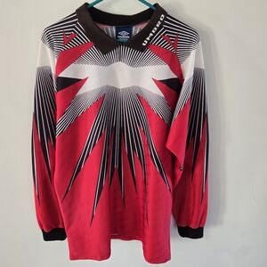 Umbro Goalkeeper Jersey Adult Large Vintage Padded Forearms Red Black White